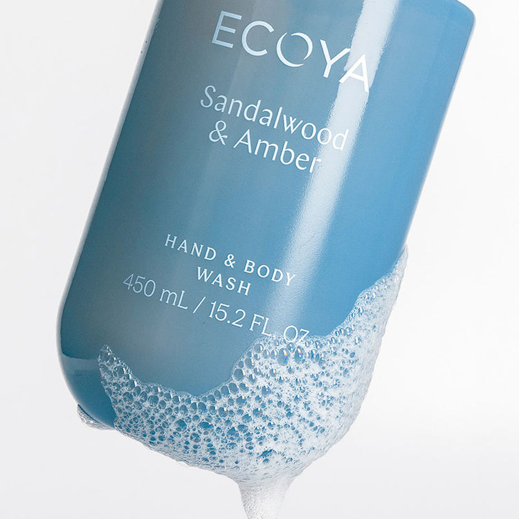 Ecoya Hand & Body Wash - Sandalwood & Amber 450ml