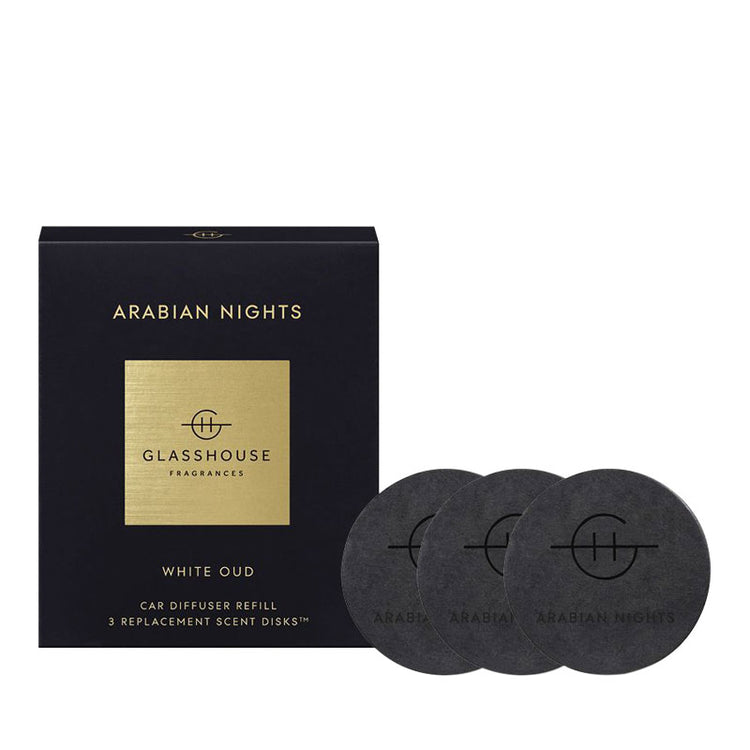 GLASSHOUSE FRAGRANCES 3 Replacement Car Diffuser Scent Disks - Arabian Nights