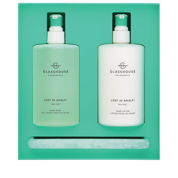 GLASSHOUSE FRAGRANCES Hand Care Duo With Tray - Lost in Amalfi