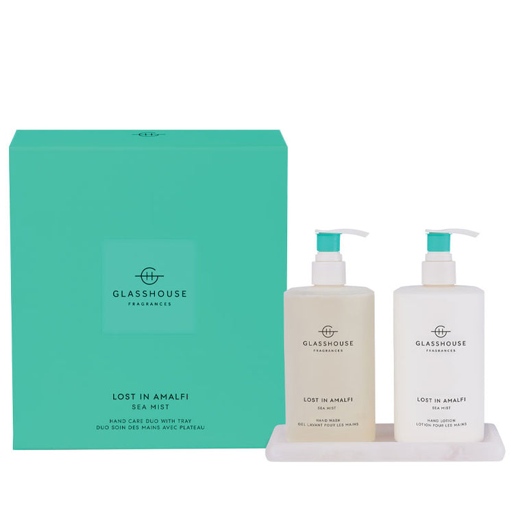 GLASSHOUSE FRAGRANCES Hand Care Duo With Tray - Lost in Amalfi