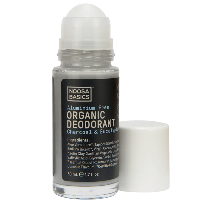 Noosa Basics Organic Deodorant Roll On - Charcoal & Eucalyptus 50ml