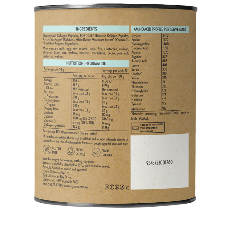 Nutra Organics Collagen Joints + Bones (Collagen Body) 225g