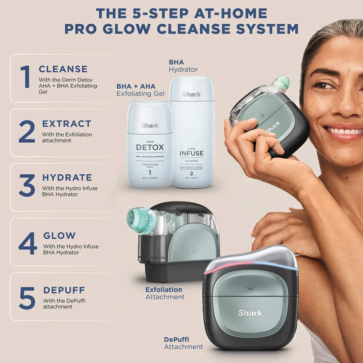 Shark FacialPro Glow At Home Hydro-Powered Facial System - Black & Warm Sage
