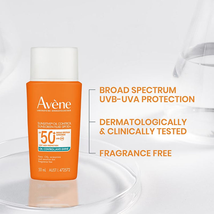 Avene Sunsitive Oil Control Sunscreen Fluid SPF50+ 50ml - Oily, Acne-prone and Sensitive Skin