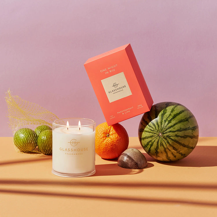 GLASSHOUSE FRAGRANCES One Night in Rio 380g Triple Scented Soy Candle