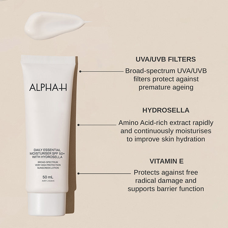 Alpha-H Daily Essential Moisturiser SPF 50+ with Hydrosella 50ml