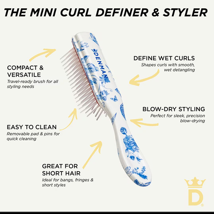 Denman D14 5 Row Mini Styler Blue Belle Brush