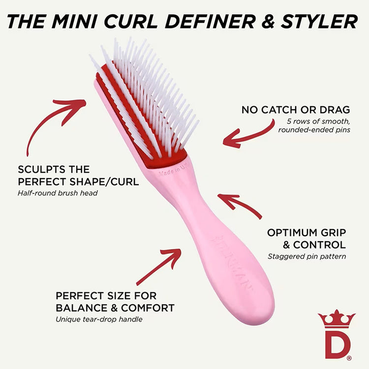 Denman D14 5 Row Mini Styler Pink Crush Brush