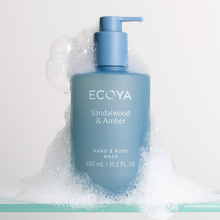 Ecoya Hand & Body Wash - Sandalwood & Amber 450ml