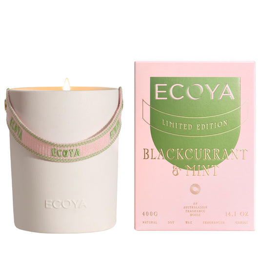 Ecoya Ceramic Candle - Blackcurrant & Mint 400g