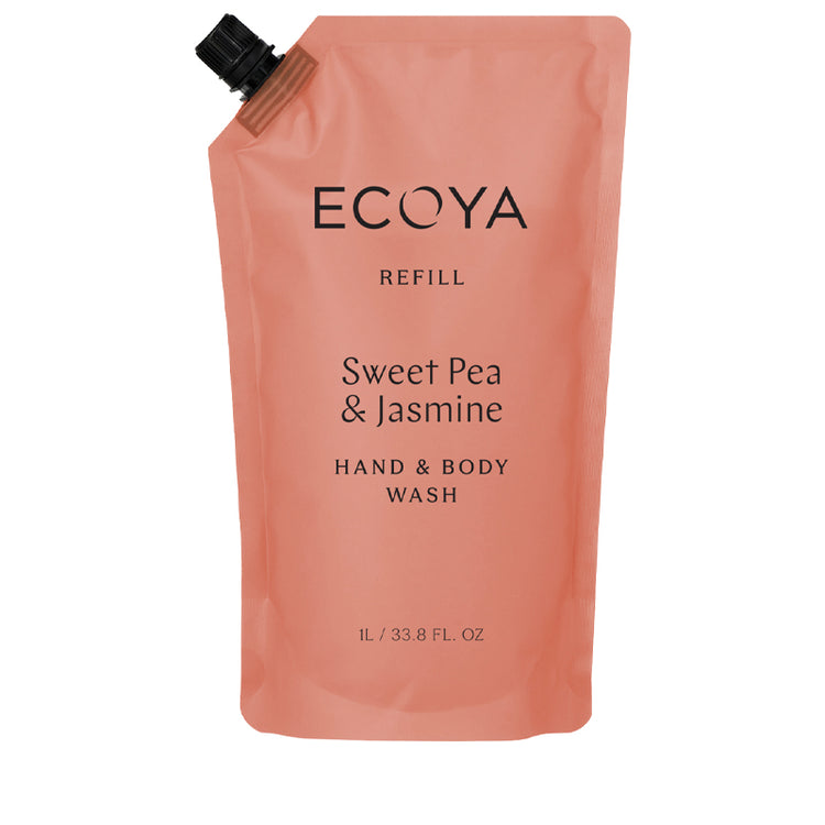 Ecoya Hand & Body Wash Refill - Sweet Pea & Jasmine 1L