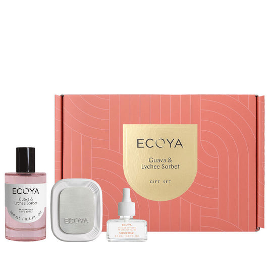 Ecoya The Power Pair: Guava & Lychee Sorbet Plug In Diffuser & Room Spray Gift Set
