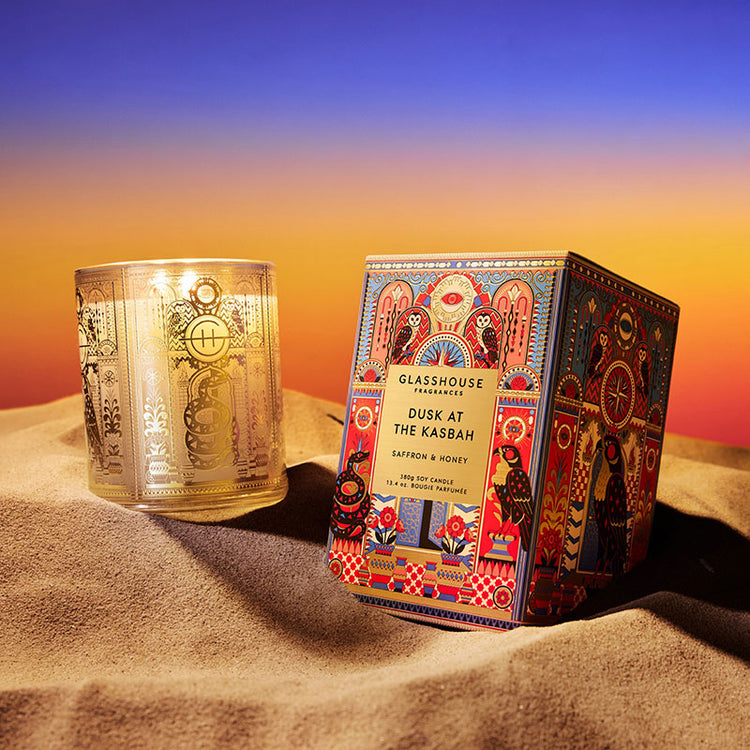 GLASSHOUSE FRAGRANCES Dusk at the Kasbah 380g Triple Scented Soy Candle
