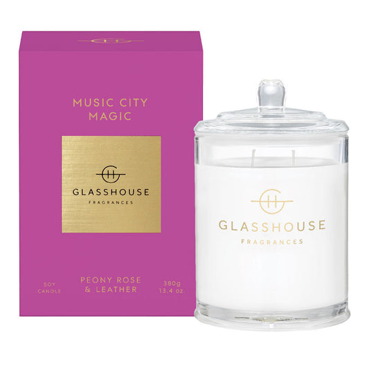 GLASSHOUSE FRAGRANCES Music City Magic 380g Triple Scented Soy Candle