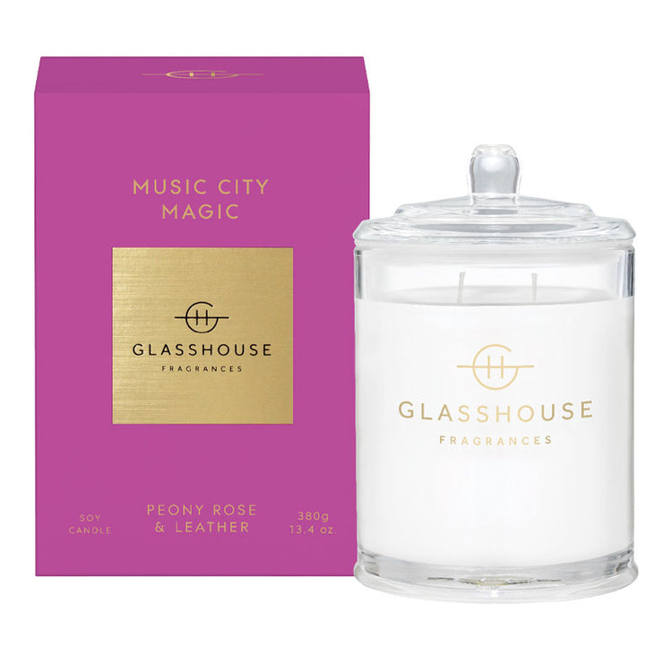 GLASSHOUSE FRAGRANCES Music City Magic 380g Triple Scented Soy Candle
