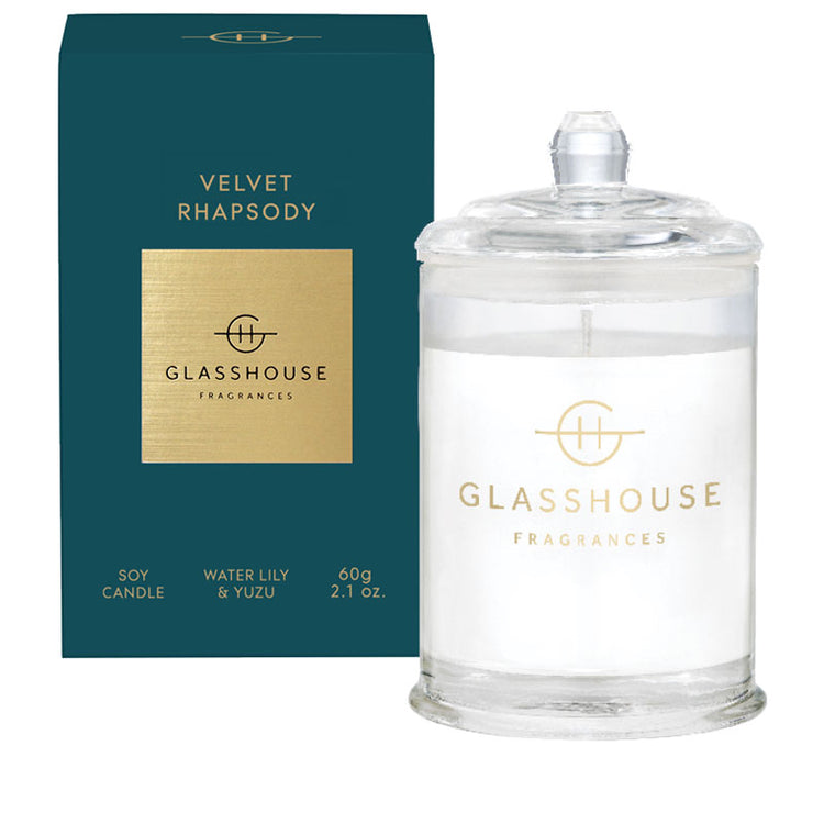 GLASSHOUSE FRAGRANCES Velvet Rhapsody 60g Triple Scented Soy Candle
