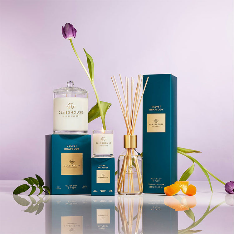 GLASSHOUSE FRAGRANCES Velvet Rhapsody 60g Triple Scented Soy Candle