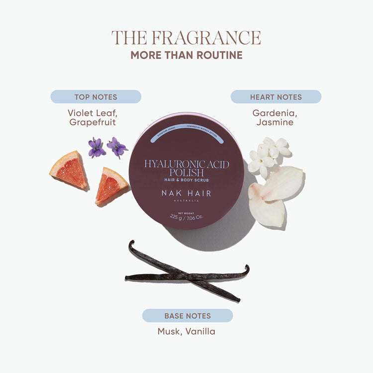 NAK Signature Senses Hyaluronic Acid Polish Hair & Body Scrub 225g