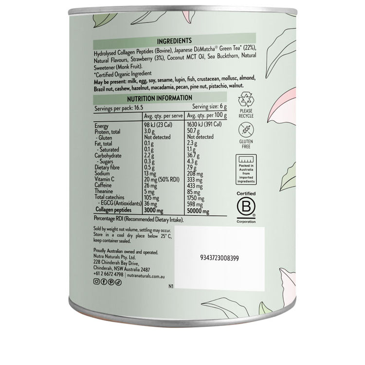 Nutra Naturals Collagen Strawberry Matcha Latte 100g