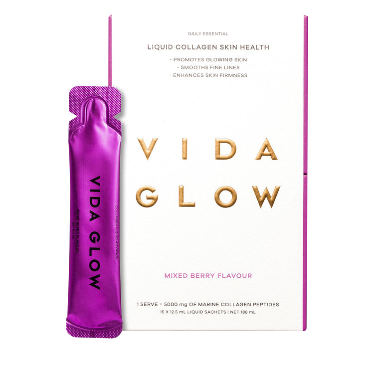 Vida Glow Liquid Collagen Skin Health - Mixed Berry 15 x 12.5ml