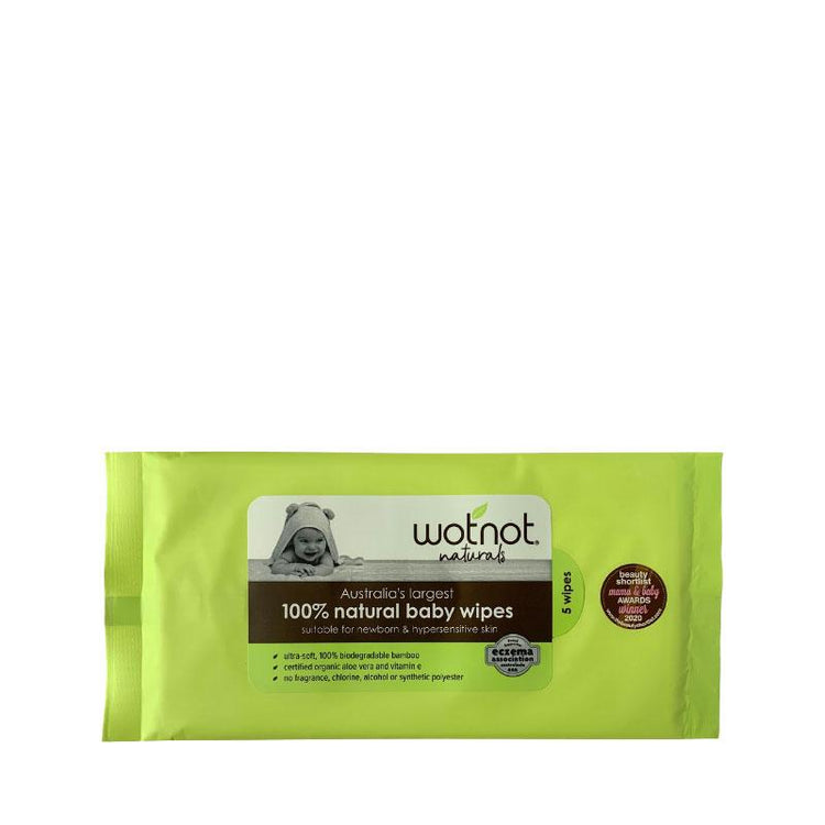 FREE Wotnot 100% Natural Baby Wipes - 5pk