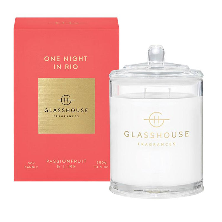 GLASSHOUSE FRAGRANCES One Night in Rio 380g Triple Scented Soy Candle
