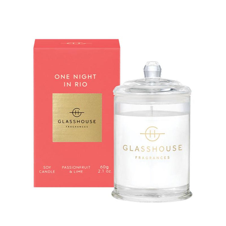 GLASSHOUSE FRAGRANCES One Night in Rio 60g Triple Scented Soy Candle